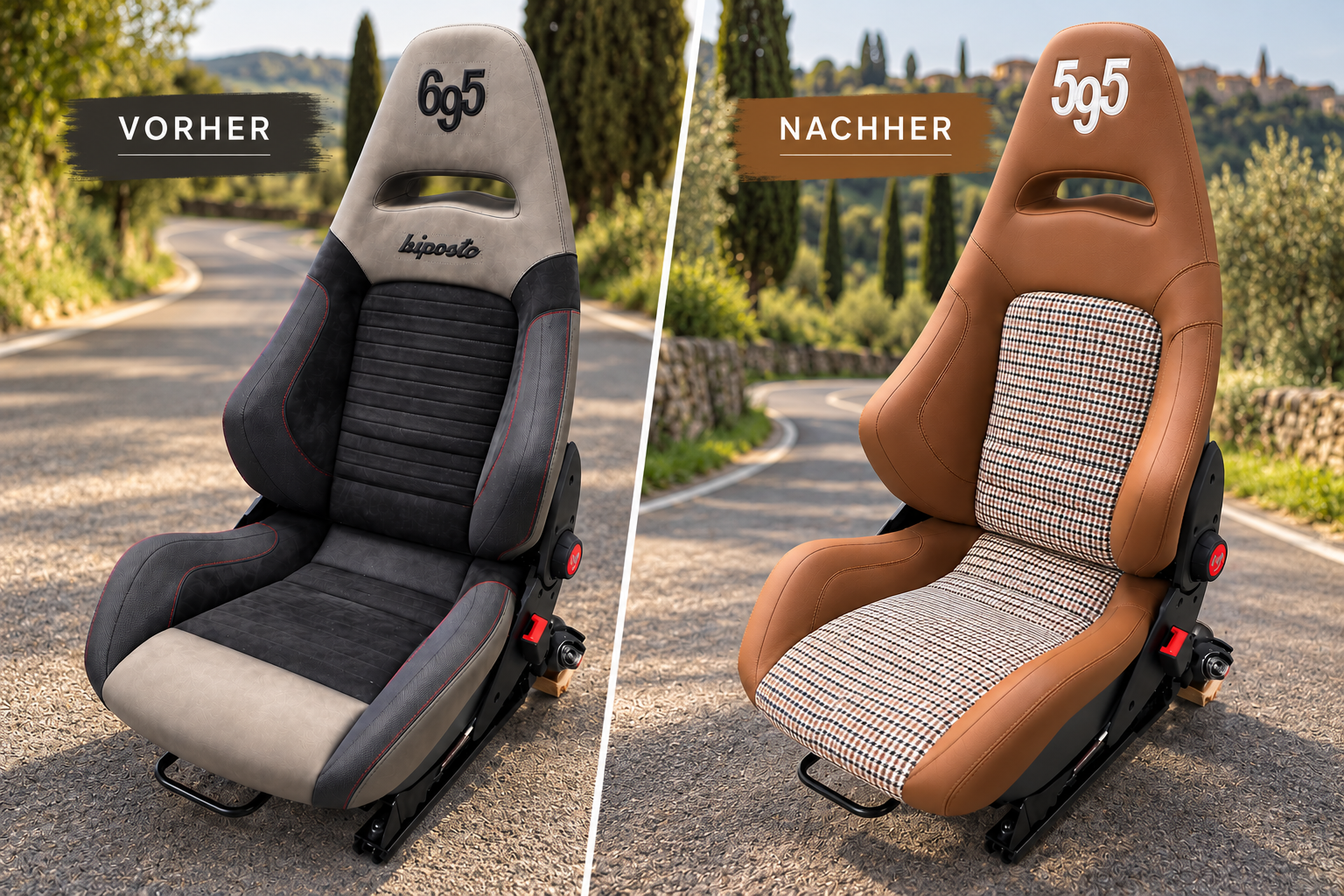 Vorher-Nachher-Bild Abarth595-Sitz